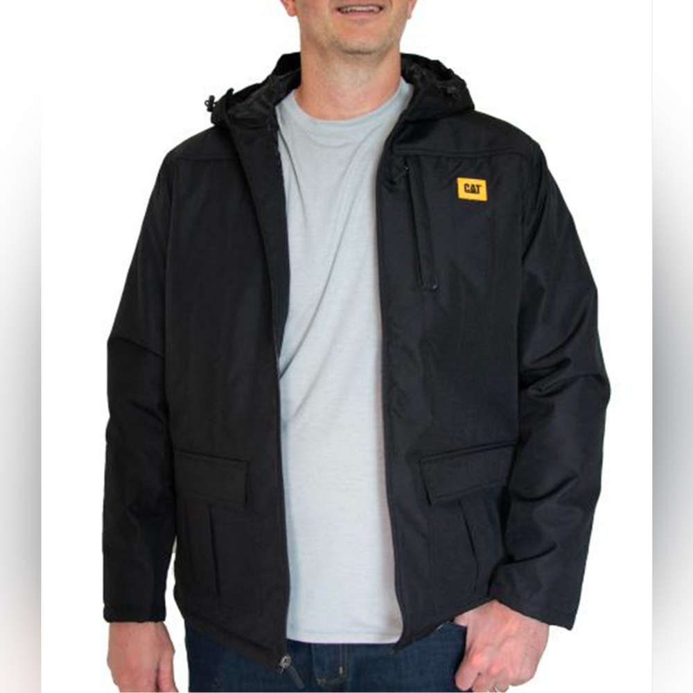 Caterpillar Men's Quilted Insulated Hooded Workwear Jacket Black M Like New